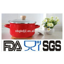 LFGB qualified enamel cast iron cookware carbon steel strait pot with coating high quality glass lid and pp knob